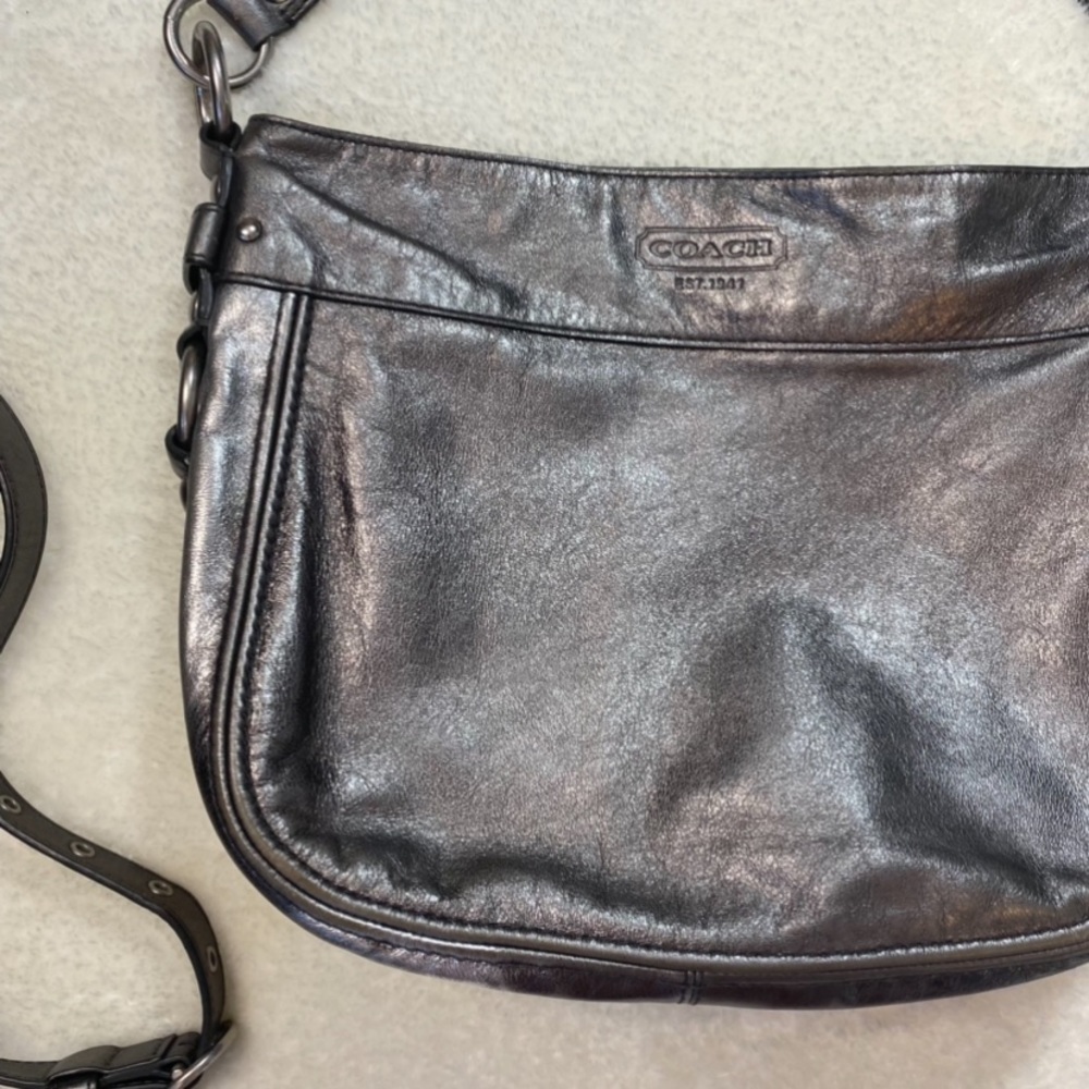 Coach Metallic Silver Crossbody Purse - Picture 4 of 15